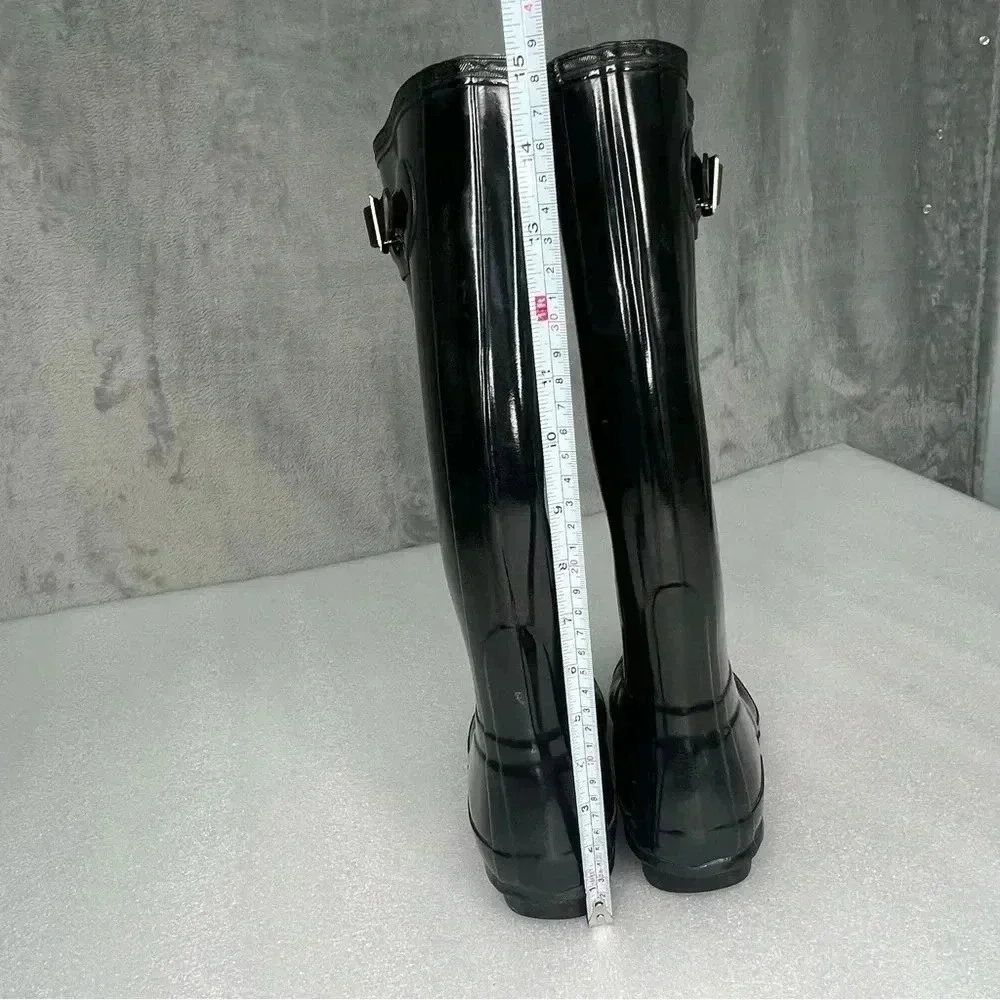 Hunter Original Glossy‎ Black Tall Rain Boots Womens Sz 6